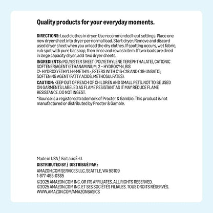 Amazon Basics Dryer Sheets, Free & Clear, Laundry Fabric Softener, Hypoallergenic, 160 Count