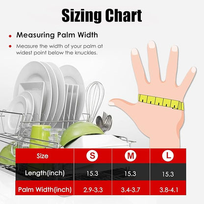 Rubber cleaning gloves 1 or 3 Pairs for kitchen,Cotton Lining,Dishwashing gloves long with lined,Reuseable.