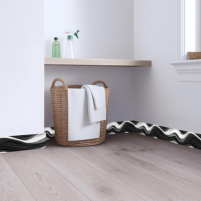 Black and White Wave Wallpaper Border 196x4 Inch Peel and Stick Wall Border Self Adhesive Modern Wall Trim Borders Removable for Kitchen Bathroom Bedroom Living Room Home Decor