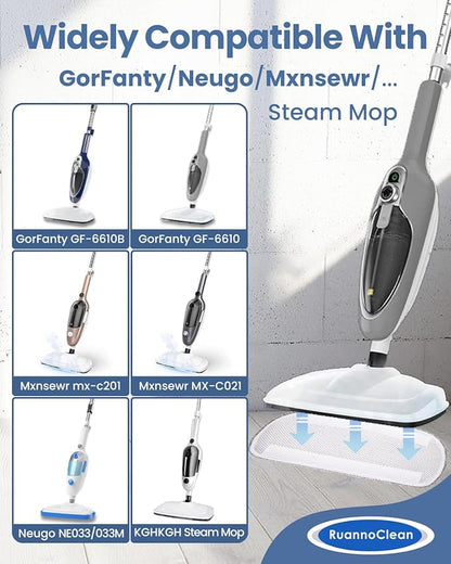 Steam Mop Pads Compatible with GorFanty Steam Mop GF-6610B/GF-6610, Replacement Steam Pads Compatible with Neugo NE033/NE033M & Mxnsewr Steam Mop, Steam Replacement Pads -6 Pack, Grey