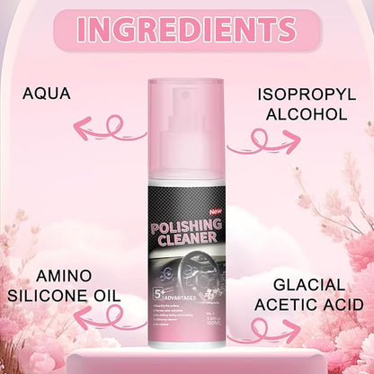 Polishing Cleaner Car Interior, 100ML Car Interior Cleaner, Interior Detailer Spray, Car Interior Detailing Cleaner for Rubber, Leather& More, Multi-Surface Cleaning for Car Interior(2PCS)