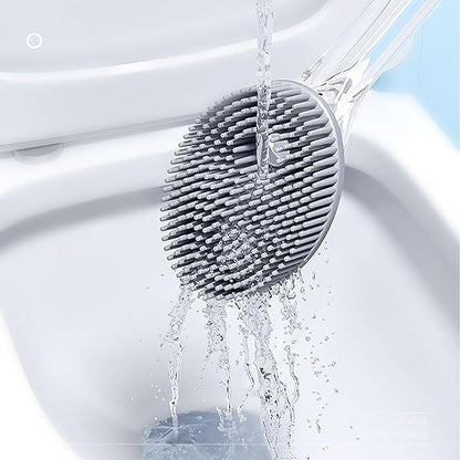 Silicone Toilet Bowl Brush and Holder Set, Bathroom Toilet Bowl Cleaner Brush, refillable Toilet Brush with soap Dispenser