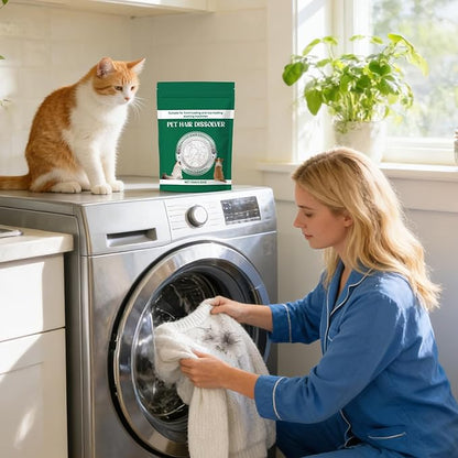 Pet Hair Dissolver, Fabric Care Cleaning Pods, Cat Fiber Removal Aid, Washing Machine Lint Reducer, with 30pcs Water Soluble Pods Pack, for Household Daily Clothes Care