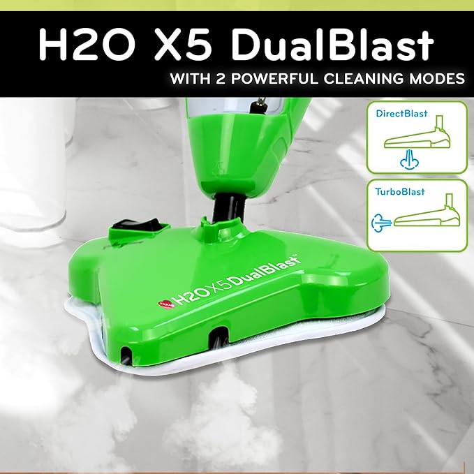 H2O X5 Dual Blast Steam Mop & Handheld Steam Cleaner | 5-in-1 Floor Steamer | Forward-Blast Mop Head for Edges & Tough Messes | Hardwood, Tile & Laminate Cleaner