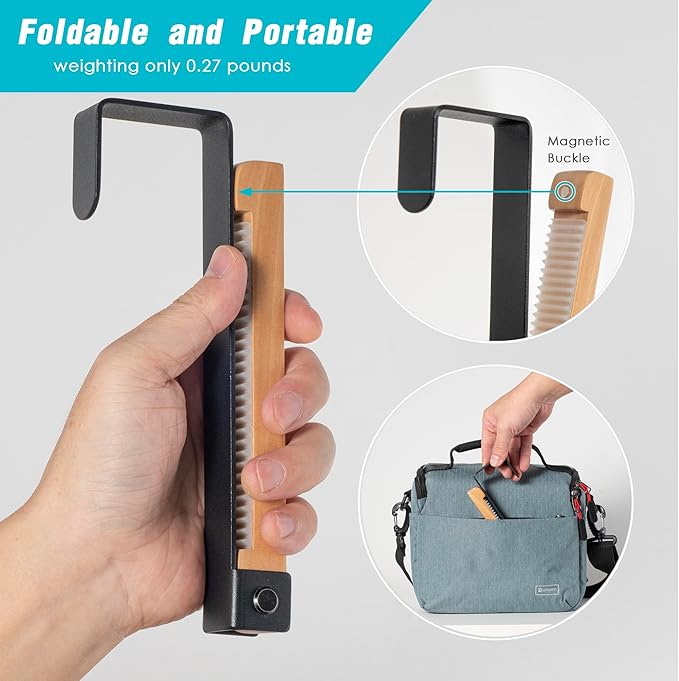 2 Pack Folding Clothes Drying Rack, Thickness Adjustable, Metal/Wooden, Portable, Lightweight, Heavy Duty, Over The Door Hooks for Laundry (Black)