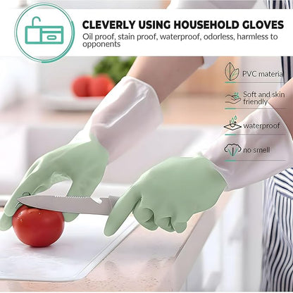 1 pair Reusable Household Gloves, Rubber Dishwashing gloves,Kitchen Cleaning, Working, Painting, Gardening, Pet Care