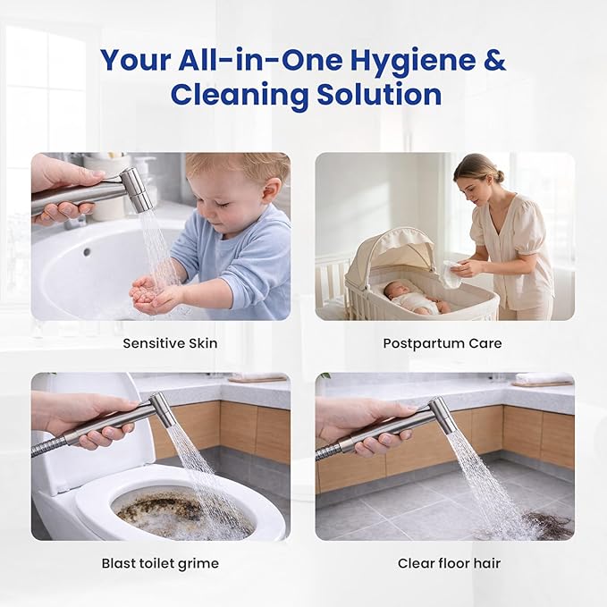Handheld Bidet Sprayer for Toilet, Jet Sprayer for Toilet Muslim Shower, Adjustable Cloth Diaper Sprayer Bidets Attachment for Toilet, Toilet Bidet Sprayer with Bidet Hose for Feminine Wash