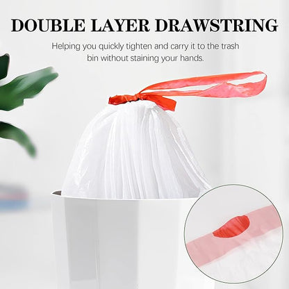 8 Gallon White Drawstring Trash Bags - 210 Count, Thick Garbage Bags for Office, Kitchen, Home - 22.06'' x 25.61'' Plastic Bags
