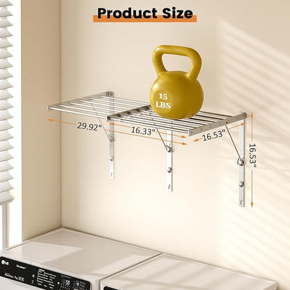 Wall Mounted Laundry Drying Rack, 29.92 inch Retractable Clothes Drying Rack, Foldable Laundry Rack Indoor with 6 Smooth Round Stainless Steel Rods, Space Saving for Laundry Room, Bathroom, Apartments