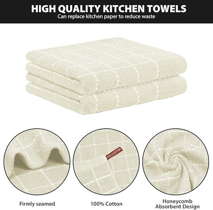 Nialnant 6 Pack Dish Cloths for Washing Dishes, 100% Cotton Reusable Cleaning Rag,Ultra Soft Absorbent, Quick Drying Dish Towels for Kitchen,12x12 Inches Beige