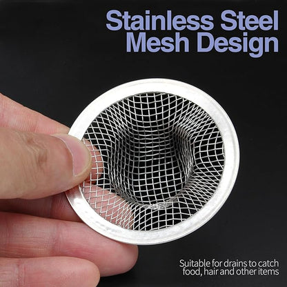Piutouyar 2 Pack Stainless Steel Kitchen Sink Strainer, 2 Inch Diameter Mesh Basket Large Round Filter Kitchen Drain Strainer Food Catcher for Bathroom Bathtub Wash Basin Garbage