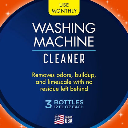 Glisten Washing Machine Cleaner, Helps Remove Odor, Buildup, and Limescale, Fresh Scent, Made in the USA, 12 Ounce Bottle, 3-Count, (Pack of 2)