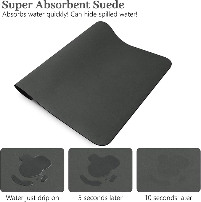 Bloss Coffee Bar Mat for Countertops, Grey Dish Drying Mat for Multiple Usage, Kitchen Counter Mat, Absorbent Hide Stain Rubber Backed Dish Drying Pad / 16.1"x24.1"