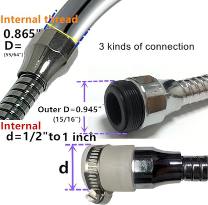 Flexible Faucet Sprayer Attachment 360 ° Kitchen Sink Aerator Extender ABS Polished Chrome for Cold Hot Water (Silver）