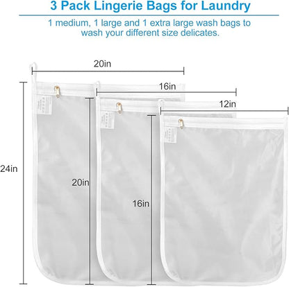 GOGOODA Delicates Laundry Bags, Fine Mesh Wash Bag for Lingerie, Underwear, Bra, Silk, Socks with Hanging Loop