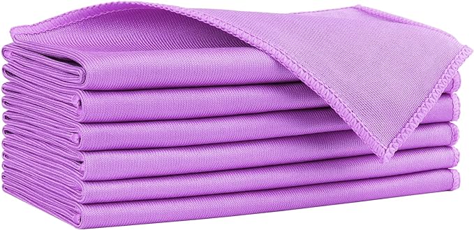 HOMEXCEL Microfiber Glass Cleaning Cloths 6 PK, Lint Free Streak Free, Reusable Microfiber Magic Cleaning Cloth for Windows, Glasses, Mirrors, Screens, Stainless Steel, and More Purple-14×16"
