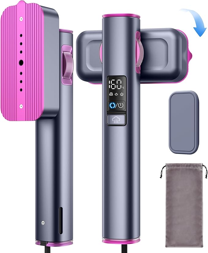 Steamer Clothes Clothing Handheld Garment - for Hand Held Steamers Travel Steam Genie Portable Curtain Vacuum Vertical Cloth，90° Automatic Rotation Function, 3 Gear Settings，Safety Protection System