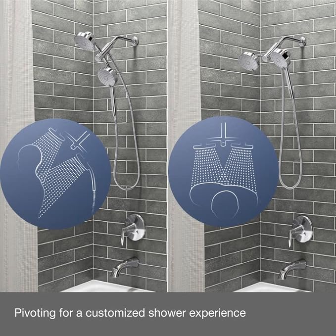 KOHLER 23218-BN Awaken 2-in-1 Multifunction Shower Combo Kit, Rotating Showerhead and Handshower Set, 2.5 GPM, Vibrant Brushed Nickel