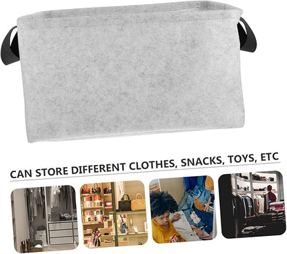Alipis 1Pc Felt Storage Basket for Dirty Clothes Medium Folding Laundry Container with Convenient Straps for Household Use Space-saving Clothes Organizer