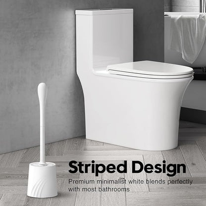 2 Pack Toilet Brush and Holder Set, Toilet Bowl Brush with Non-Slip Handle for Deep Cleaning, Nylon Bristles, Bathroom Accessories White