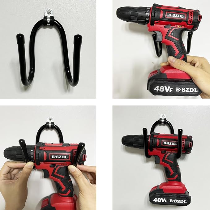 Pmsanzay Power Tool Organizer, 2 Pack Heavy Duty Drill Holder Wall Mount Hangers, Storage Rack Utility Storage Shelves for Power Tools Garage Organization for Men Dad Gift