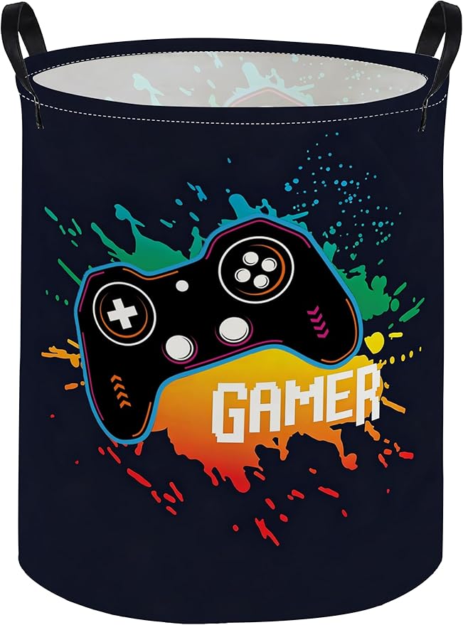 Kids Laundry Basket Game Hamper for Nursery Boys Hamper Cute Kids Storage Bin Room Decor for Home(Game)