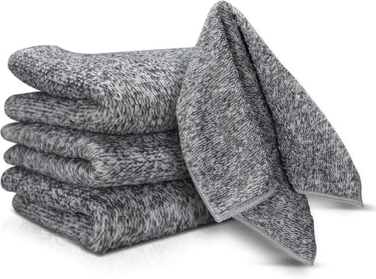 Kitchen Dish Cloths Set, Absorbent Cotton Cleaning Rags, 10Pack (Gray)