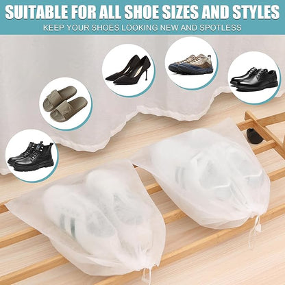 Shoe Washing Machine Bag, 2 Pack – Reusable, Fits All Shoe Types, 360° Deep Cleaning with Self-Locking Zipper, Wash Two Pairs at Once, Protects Shoes and Washing Machines(White)