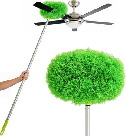 Eyliden 68" Adjustable Ceiling Fan Duster - 360° Dual-Sided Microfiber, 0.75 lbs Ultra-Lightweight, Ladderless High Ceiling Cleaning, Reusable Multi-Surface Dust Tool for Fans Walls Blinds, Green
