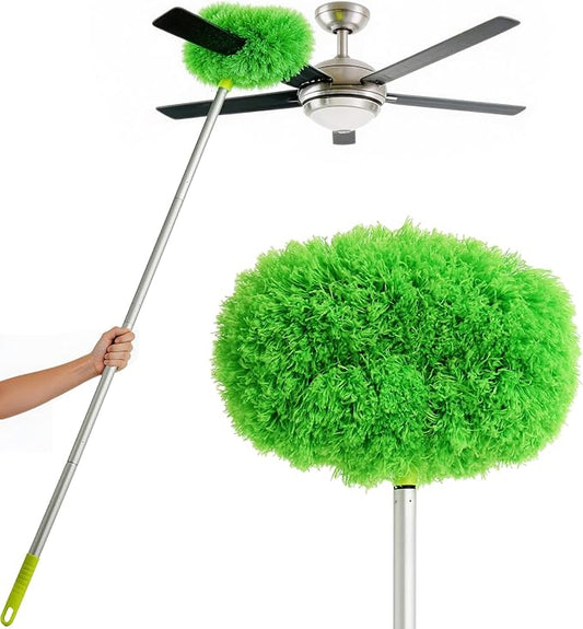 Eyliden 68" Adjustable Ceiling Fan Duster - 360° Dual-Sided Microfiber, 0.75 lbs Ultra-Lightweight, Ladderless High Ceiling Cleaning, Reusable Multi-Surface Dust Tool for Fans Walls Blinds, Green