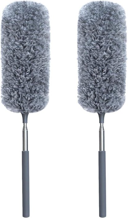 2 Pack Microfiber Duster for Cleaning, Small Dusters with Microfiber Head, Extendable Pole, Hand Washable, Cleaning Supplies for Office, Car, Window, Furniture