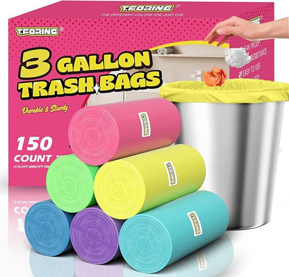 Small Trash Bags 3 Gallon -150 Count Mini Garbage Bags Unscented,12 Liter Colored Plastic Trash Can Liners,Strong Wastebasket Liners for Bathroom Toilet and Home
