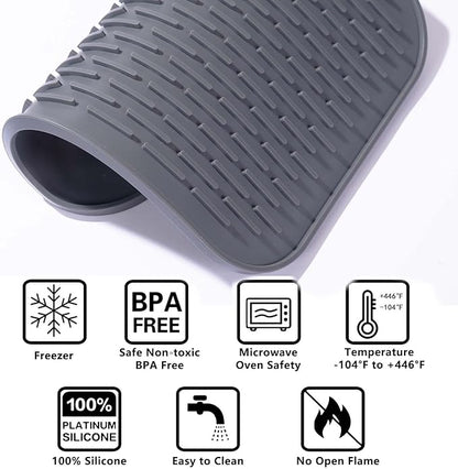 Dish Mat Silicone Dish Drying Mats Works For Drying Stemware Cocktail Glasses Silverware Pots Pans Knives and Dish Rack for Kitchen Counter Sink Bar Pads Easy to Clean (11.5" x 9.1")