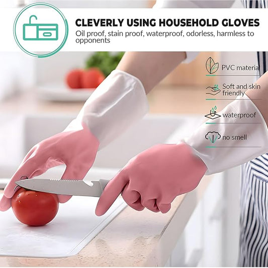 1 pair Reusable Household Gloves, Rubber Dishwashing gloves,Kitchen Cleaning, Working, Painting, Gardening, Pet Care