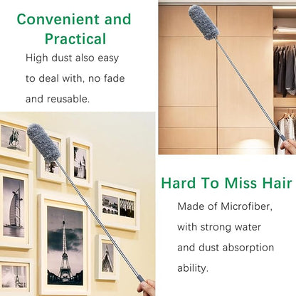 4 Pack Microfiber Duster for Cleaning, Washable Feather Dusters, Extendable Pole, Cleaning Tools for Office, Car, Window, Furniture, Ceiling Fan