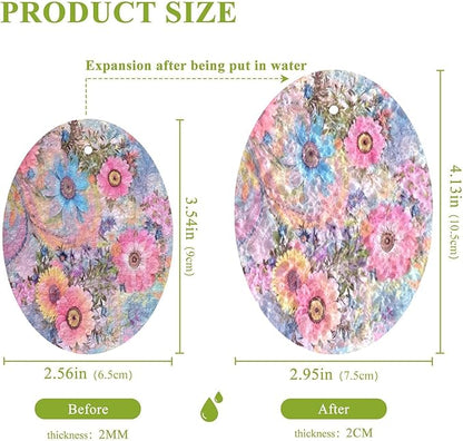 Watercolor Floral Kitchen Scrub Sponges, Pop-up Kitchen Cleaning Sponges Reusable Dish Washing Sponges for Bathroom Household Cleaning 3 Pack - Non Scratch Scrubber