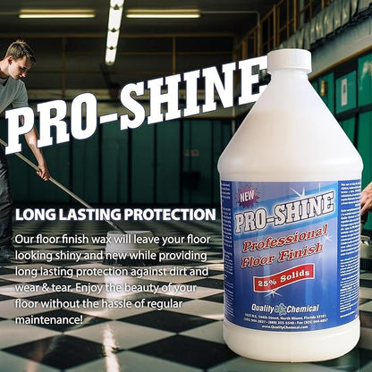 Quality Chemical Pro Shine High Solids Commercial Wet-Look Floor Finish Wax - High Shine Floor Cleaner, Future Floor Wax - Floor Wax for VCT Tile Floors, Polish & Restorer - 640 oz (Pack of 1)