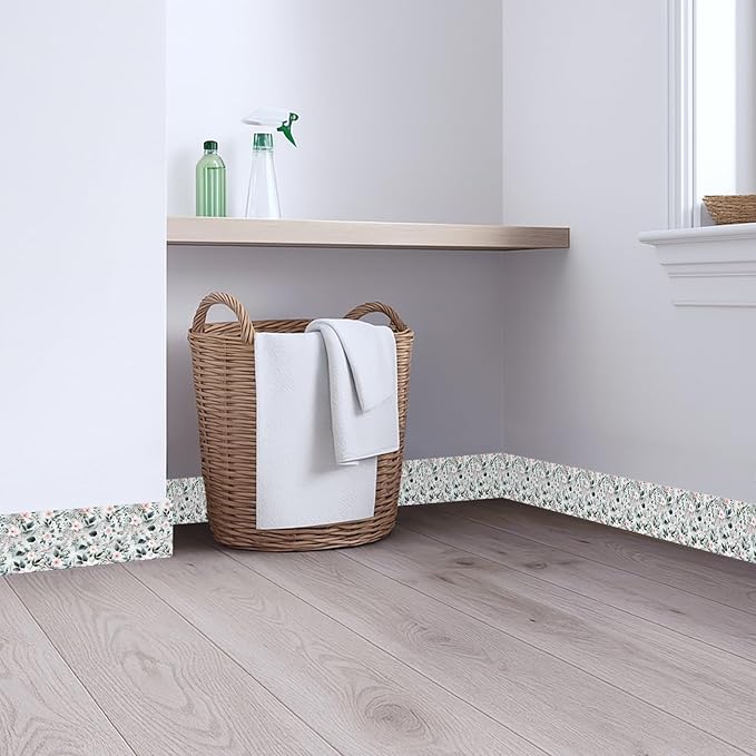 Green Leaf Wallpaper Border 196x4 Inch Peel and Stick Wall Border Removable Vinyl Wall Trim Nature Botanical Pattern for Kitchen Bathroom Bedroom Living Room Decor