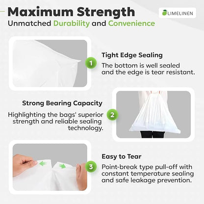 LIMELINEN Tall Kitchen Trash Bags with Drawstring, 800 Count, 13-gallon Trash Bag of 0.9 mil Thickness, Leak and Odor-Resistant, Heavy-Duty Plastic Garbage Bags for Home and Commercial Use