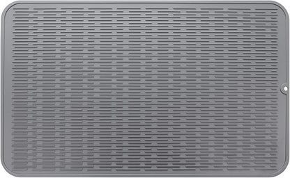 MicoYang Silicone Dish Drying Mat for Multiple Usage,Easy clean,Eco-friendly,Heat-resistant Silicone Mat for Kitchen Counter or Sink,Refrigerator or Drawer Liner Grey 3XL 28 inches x 18 inches