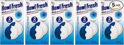 Bowl Fresh Blue plus Bleach Automatic Toilet Bowl Cleaner Tablets, Toilet Freshener Tablets with Borax and Bleach, 2 Count (Pack of 5)