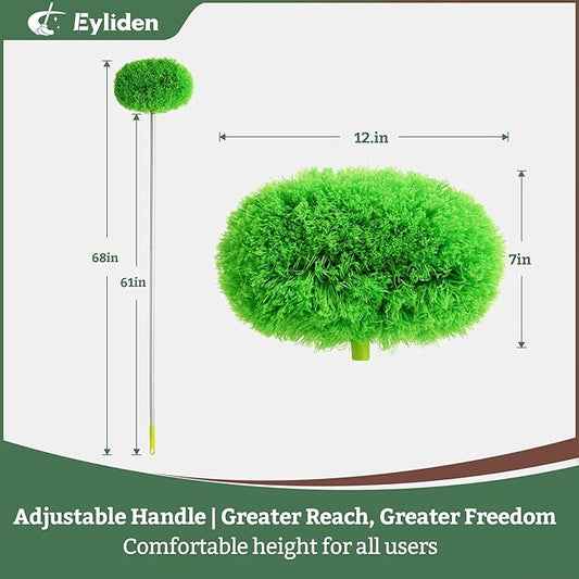 Eyliden 68" Adjustable Ceiling Fan Duster - 360° Dual-Sided Microfiber, 0.75 lbs Ultra-Lightweight, Ladderless High Ceiling Cleaning, Reusable Multi-Surface Dust Tool for Fans Walls Blinds, Green