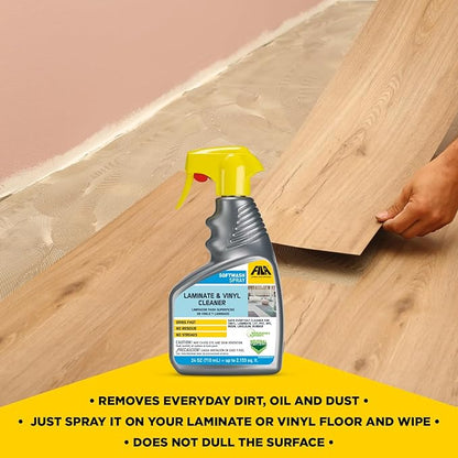 FILA Surface Care Solutions, SOFTWASH SPRAY, Laminate Floor Cleaner and Luxury Vinyl Floor Cleaner, No Rinsing Required for Floor Cleaning, Keeps SPC Floor Looking New, Does not dull Vinyl Tile, 24oz