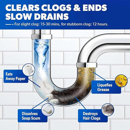 Multi-Purpose Pipeline Dredging Agent, Toilets, Bathroom Drains & Floor Pipes | Safe for All Pipe Types 1PCS