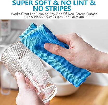 12 Pcs Microfiber Glass and Window Cleaning Cloths,12" x 12" Lint Free Streakless Buff Polishing Cloth,Quickly Clean Windows, Windshields, Mirrors, and Shower Glass Doors,Washable and Reusable