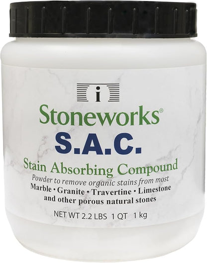 SAC Poultice Powder (2.2 Lb) Powder to remove organic stains such as oil, grease, butter and other non-acid stains from most marble, granite, travertine, limestone & other porous natural stones