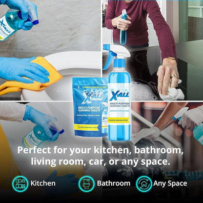 X-ALL Multi-Purpose Cleaning Tablets – Streak-Free Shine and Deep Cleaning Tablet for Home on All Surfaces, 5x Tablets Only
