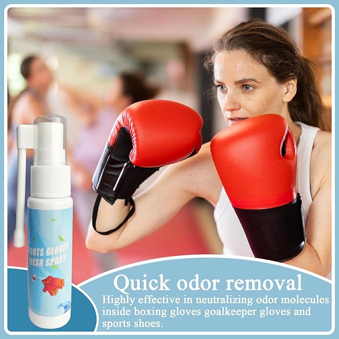 Boxing Glove Deodorizer 30ml, Gym Bag Freshener Spray for Work Boots, Athletic Gear, Gloves, Clothes, Helmets, Shoes, Hockey Equipment, Sports Use