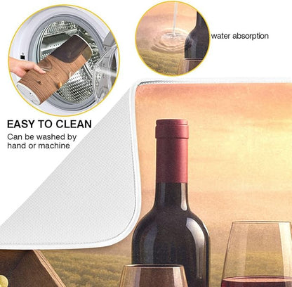 Red Wine Glasses Dish Drying Mat Absorbent Kitchen Pads for Counter Kitchen Dish Dryer 18 x 24 Mat under Dish Drainer