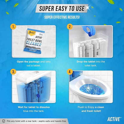 ACTIVE Automatic Toilet Bowl Cleaner Tablets and Messy Kids Stain Remover - Includes 12ct Toilet Cleaning Tablets and 12oz Messy Kids Stain Removal Spray